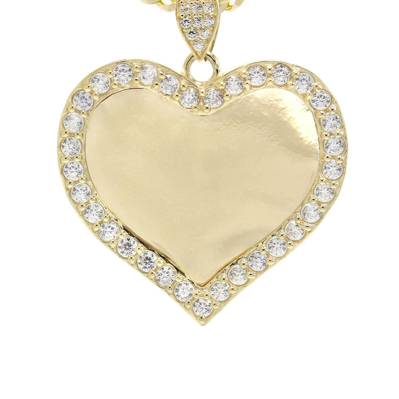 10K Yellow Gold Cz Heart Pendant Necklace | Appx. 14.2 Grams