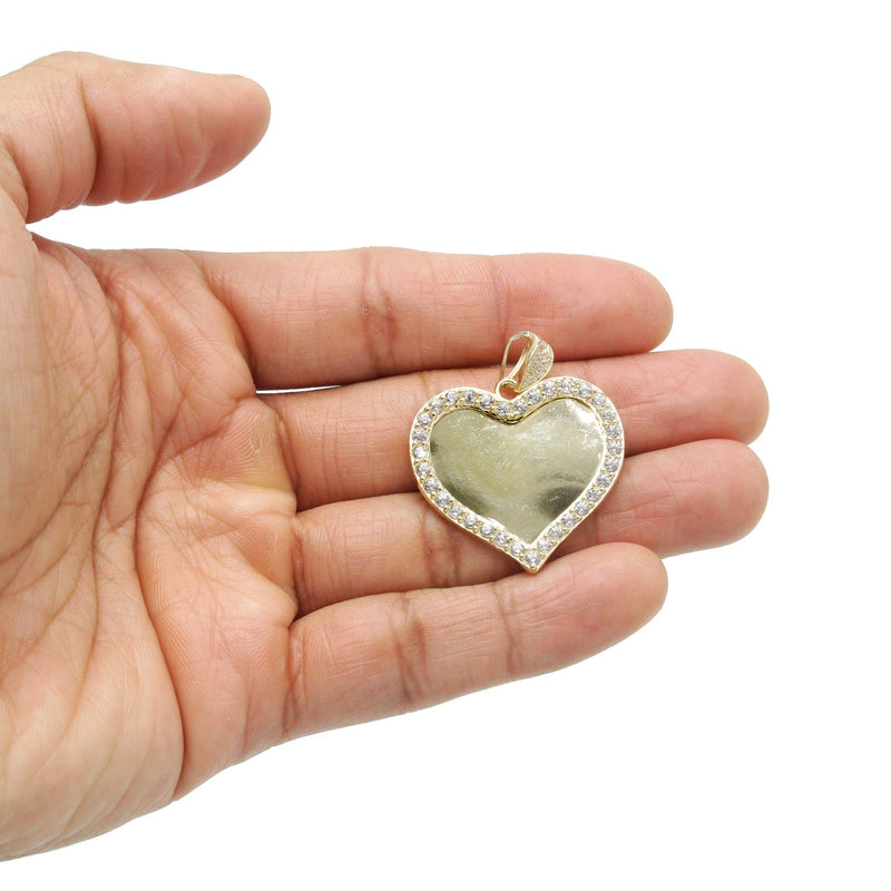 10K Yellow Gold Cz Heart Pendant Necklace | Appx. 14.2 Grams