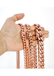 Heavy Solid Rose Gold Miami Cuban Link Chain Customizable (10MM-20MM)