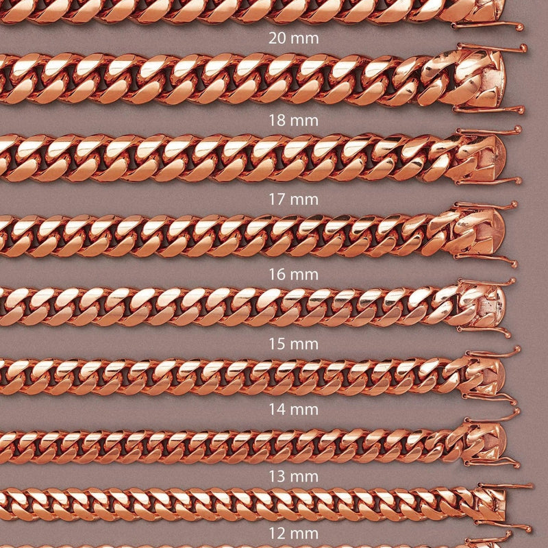 Heavy Solid Rose Gold Miami Cuban Link Chain Customizable (10MM-20MM)