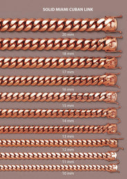 Heavy Solid Rose Gold Miami Cuban Link Chain Customizable (10MM-20MM)