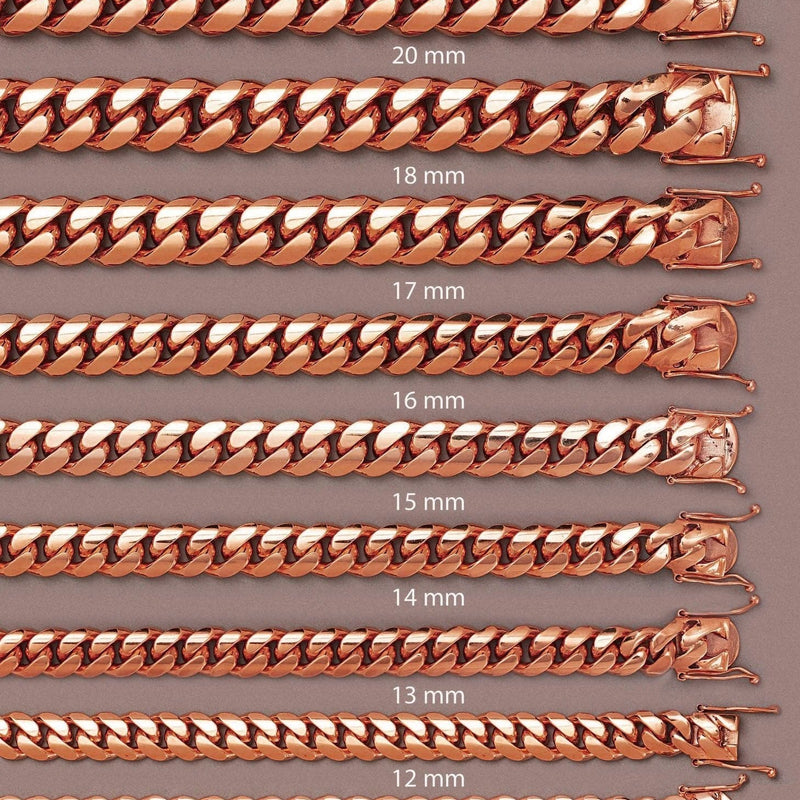 Heavy Solid Rose Gold Miami Cuban Link Chain Customizable (10MM-20MM)