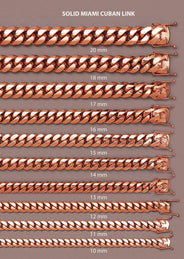 Heavy Solid Rose Gold Miami Cuban Link Chain Customizable (10MM-20MM)