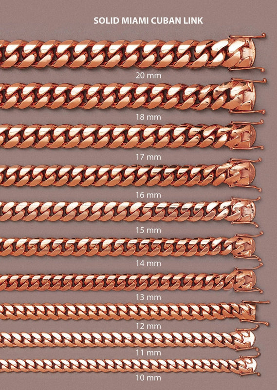 Heavy Solid Rose Gold Miami Cuban Link Chain Customizable (10MM-20MM)