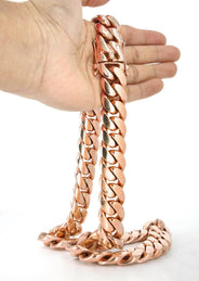 Heavy Solid Rose Gold Miami Cuban Link Chain Customizable (10MM-20MM)