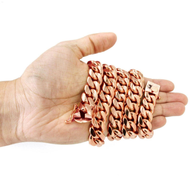 Heavy Solid Rose Gold Miami Cuban Link Chain Customizable (10MM-20MM)
