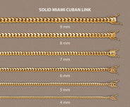 14K Gold Chain - Solid Miami Cuban Link Chain 14K Gold