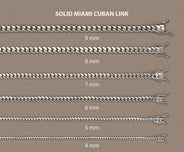 Solid Miami Cuban Link Chain 14K White Gold