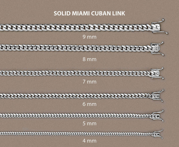 Womens White Gold Chain - Solid Miami Cuban Link 10K/14K Gold