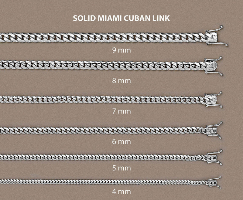 Womens White Gold Chain - Solid Miami Cuban Link 10K/14K Gold