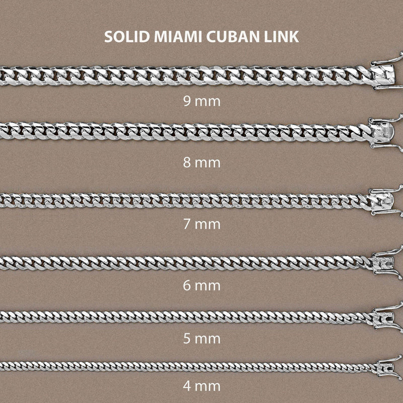 Womens White Gold Chain - Solid Miami Cuban Link 10K Gold
