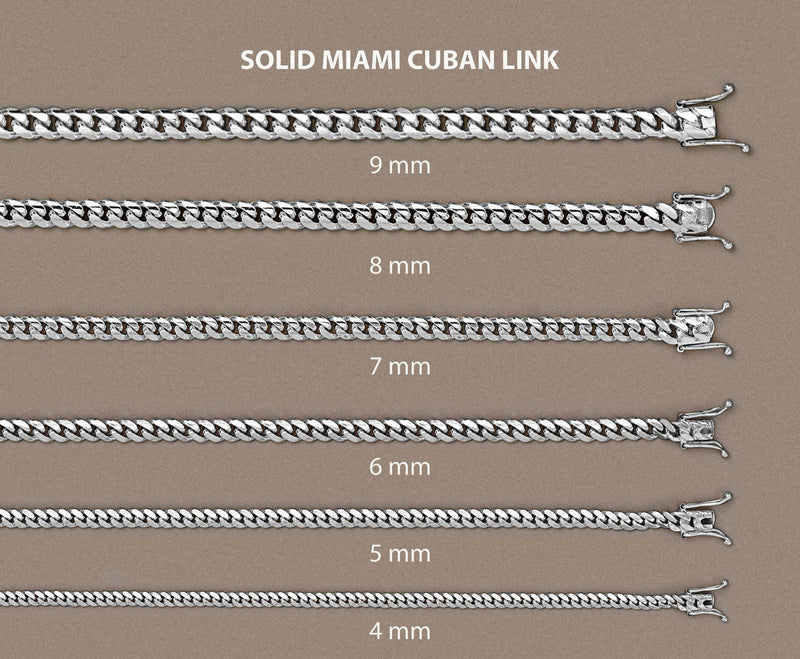 Womens White Gold Chain - Solid Miami Cuban Link 10K Gold