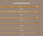Womens 14K Gold Chain - Solid Miami Cuban Link Chain 14K Gold