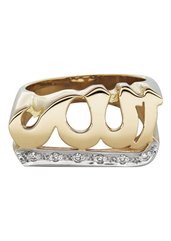 14K Hebrew Diamond Gold Name Ring | Appx. 9.2 Grams