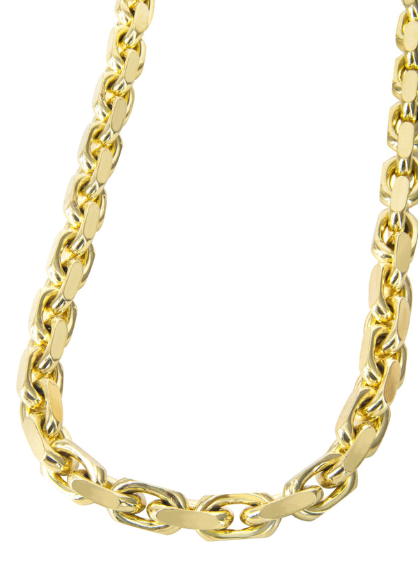 10K Gold Chain - Mens Semi Solid Hermes Link Chain