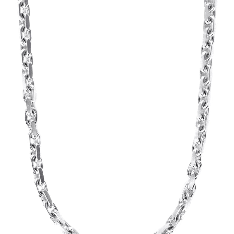 10K White Gold Chain - Mens Semi Solid Hermes Link Chain