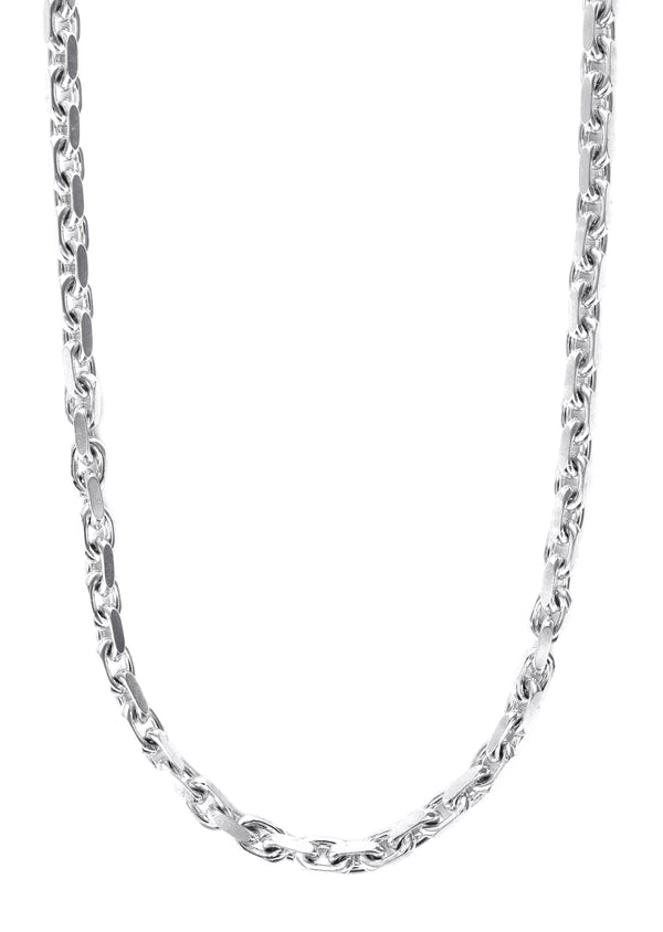 10K White Gold Chain - Mens Semi Solid Hermes Link Chain