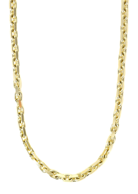 10K Gold Chain - Mens Semi Solid Hermes Link Chain