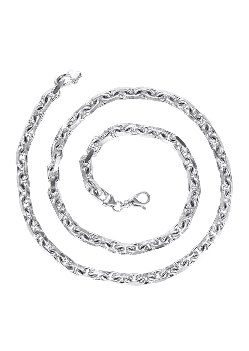 10K / 14K White Gold Chain - Mens Solid Hermes Link Chain