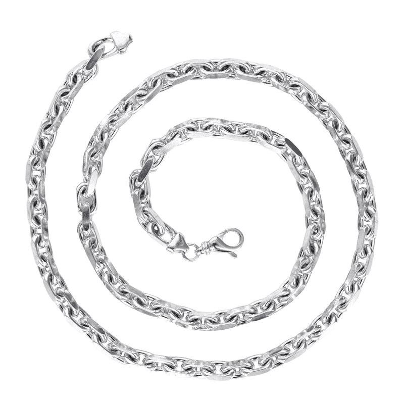10K White Gold Chain - Mens Semi Solid Hermes Link Chain
