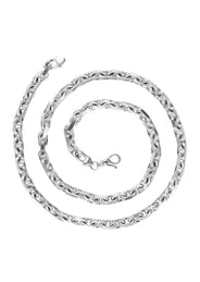 10K White Gold Chain - Mens Semi Solid Hermes Link Chain