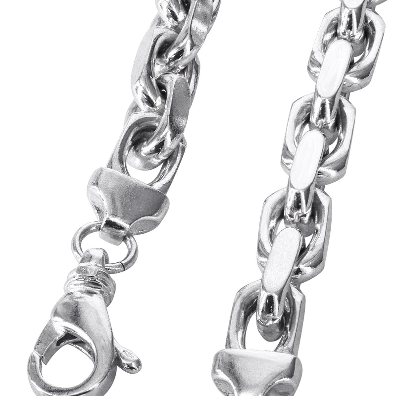 10K White Gold Chain - Mens Semi Solid Hermes Link Chain