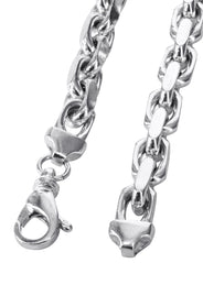 10K White Gold Chain - Mens Semi Solid Hermes Link Chain