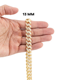 Silver Chain -  Hollow Gold Iced Out Prong Cuban Link