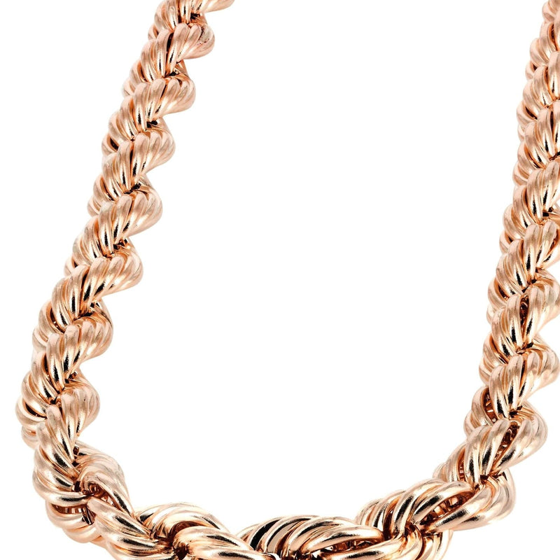 Semi Solid  Mens Rope Chain - 14K Rose Gold Chain