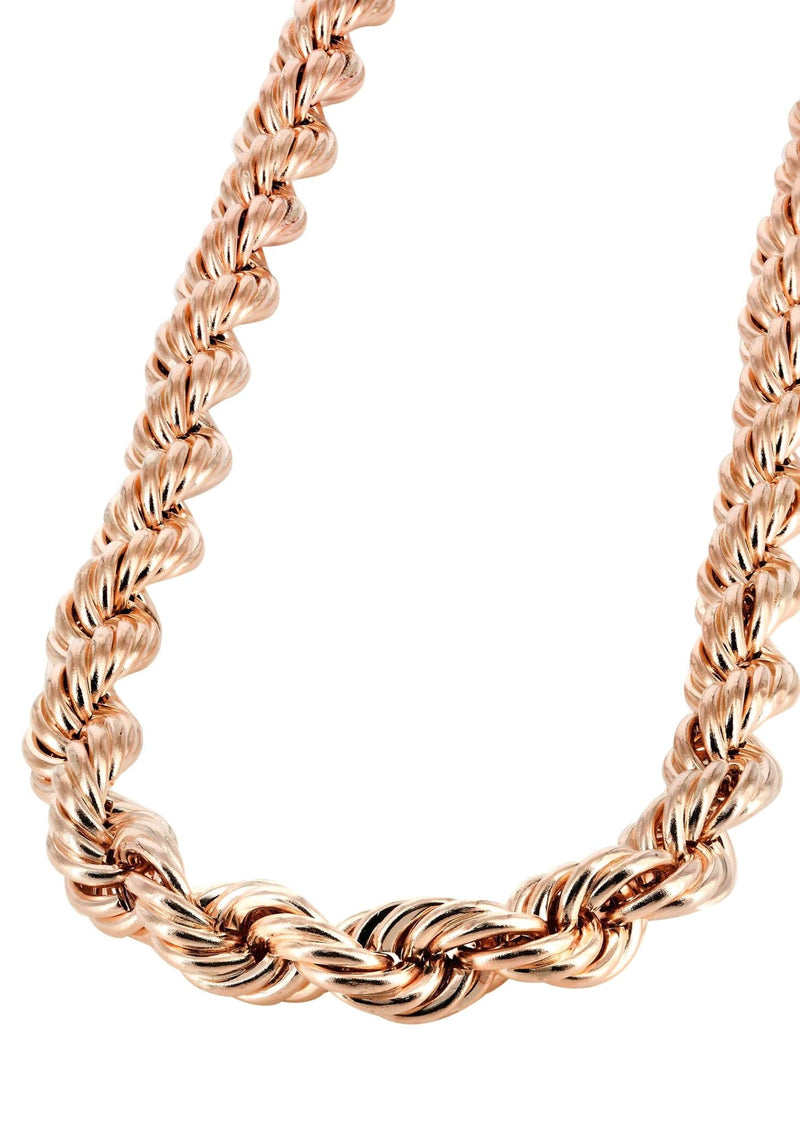 Semi Solid  Mens Rope Chain - 14K Rose Gold Chain