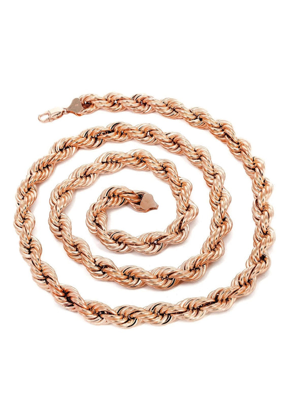 Semi Solid  Mens Rope Chain - 14K Rose Gold Chain