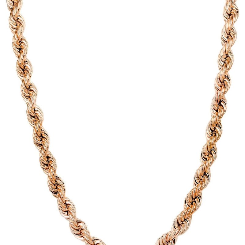 Semi Solid  Mens Rope Chain - 14K Rose Gold Chain