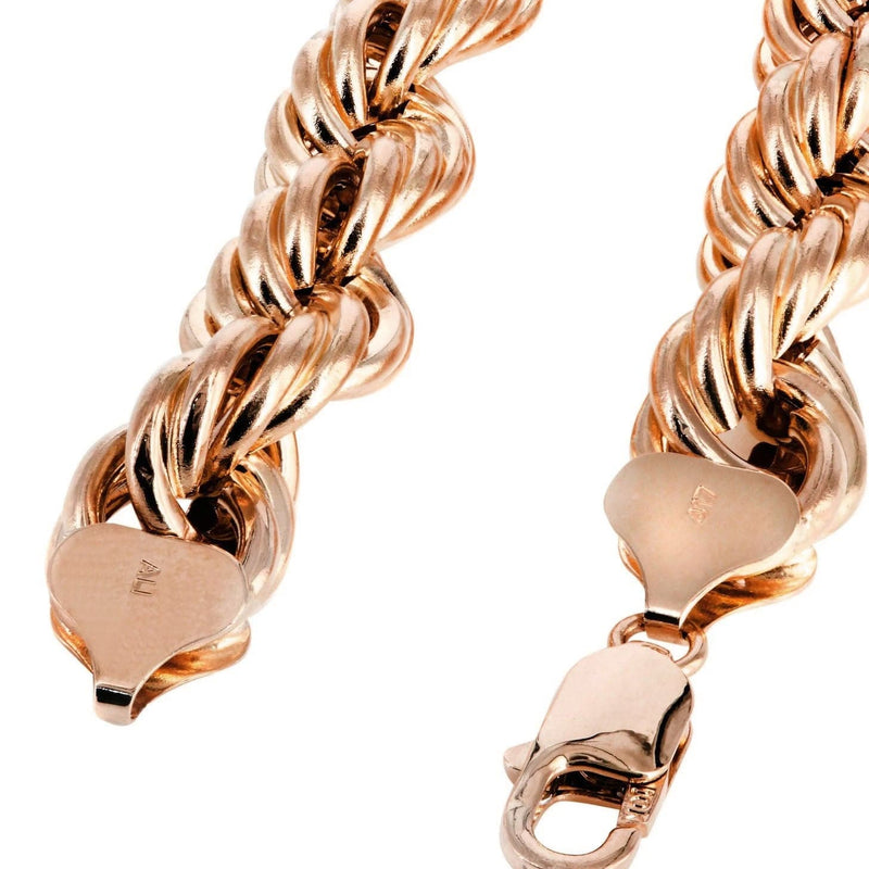 Semi Solid  Mens Rope Chain - 14K Rose Gold Chain