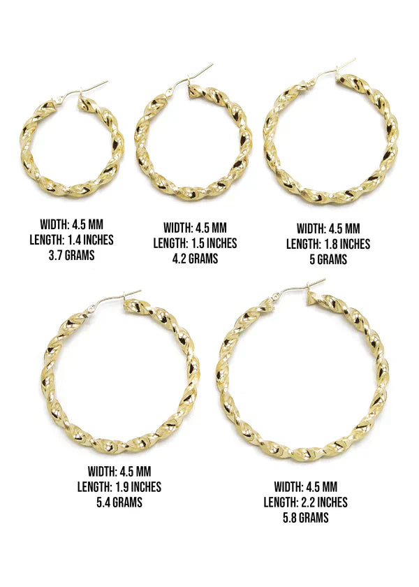 10K Womens Gold Hoop Earrings | Customizable Size | Width 4.5MM