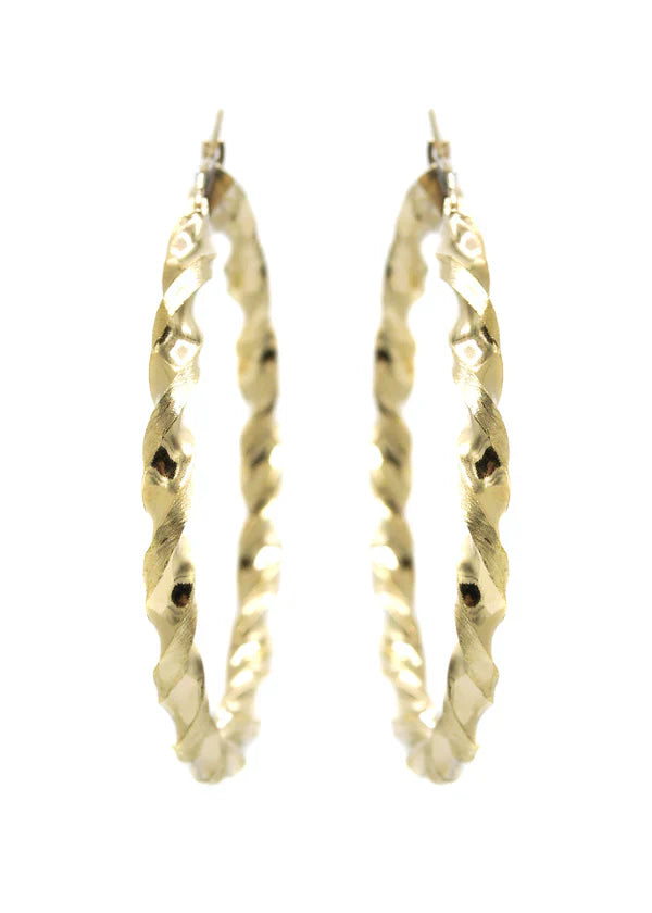 10K Womens Gold Hoop Earrings | Customizable Size | Width 4.5MM