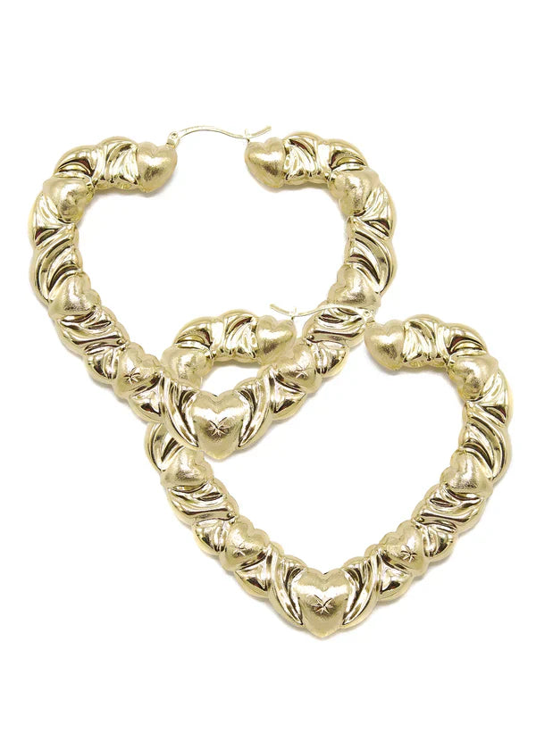 10K Womens Gold Heart Hoop Earrings | Customizable Size | 3-7MM