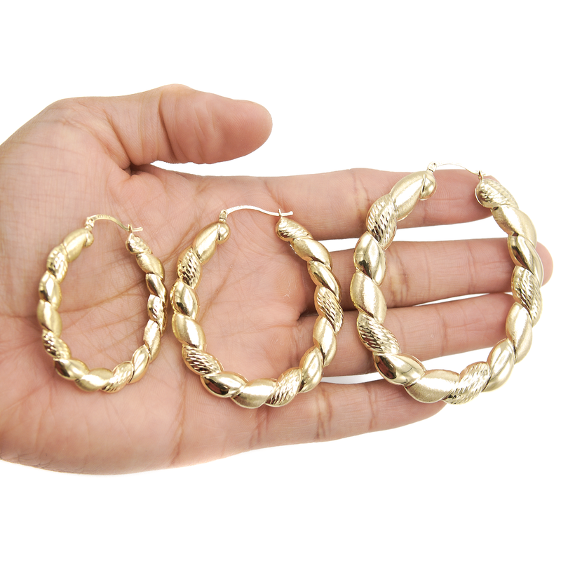 10K Womens Gold Hoop Earrings | Customizable Size