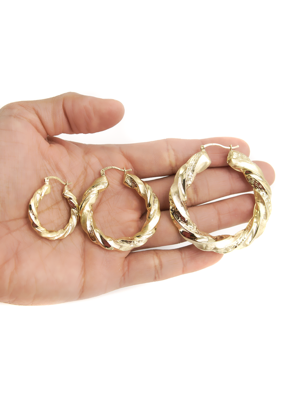 10K Womens Gold Hoop Earrings | Customizable Size