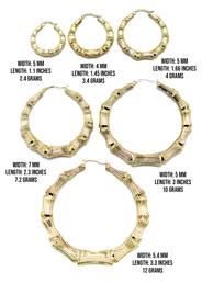 10K Womens Bamboo Gold Hoop Earrings | Customizable Size