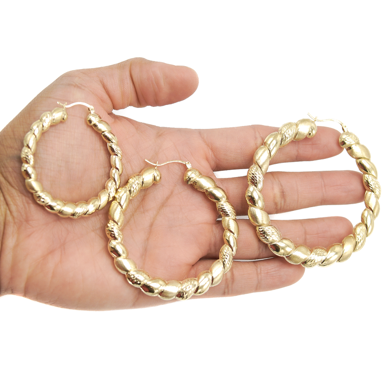 10K Womens Gold Hoop Earrings | Customizable Size