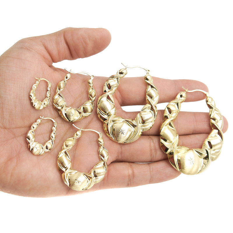 10K Womens Gold Hoop Earrings | Customizable Size