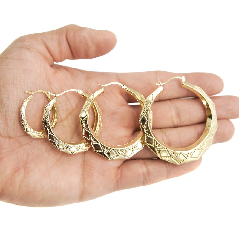 10K Womens Gold Hoop Earrings | Customizable Size