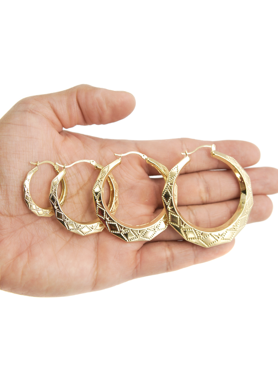 10K Womens Gold Hoop Earrings | Customizable Size