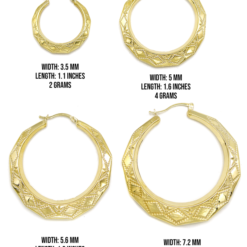10K Womens Gold Hoop Earrings | Customizable Size
