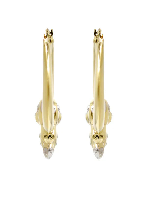 10K Womens Gold Hoop Bear Earrings | Customizable Size |