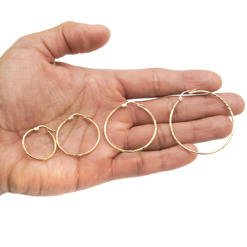 10K Womens Gold Hoop Earrings | Customizable Size