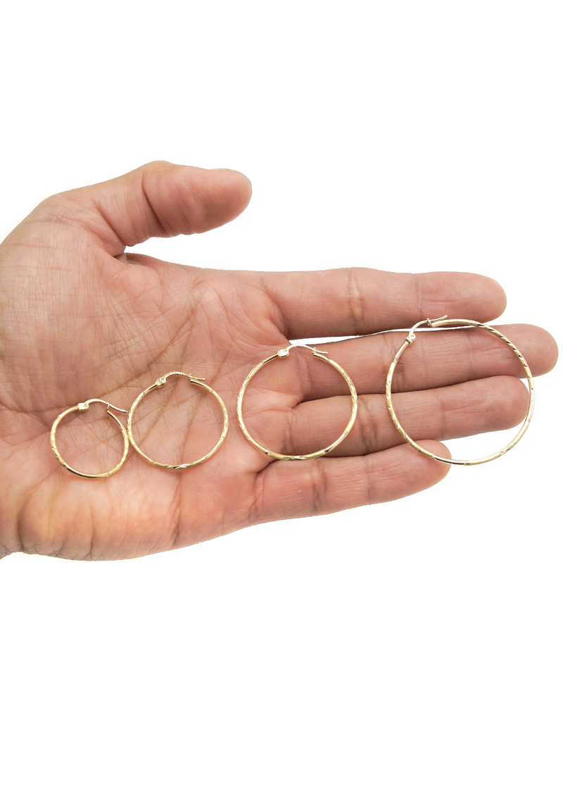 10K Womens Gold Hoop Earrings | Customizable Size
