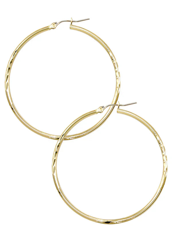 10K Womens Gold Hoop Earrings | Customizable Size | 2MM