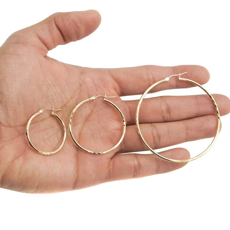 10K Womens Gold Hoop Earrings | Customizable Size