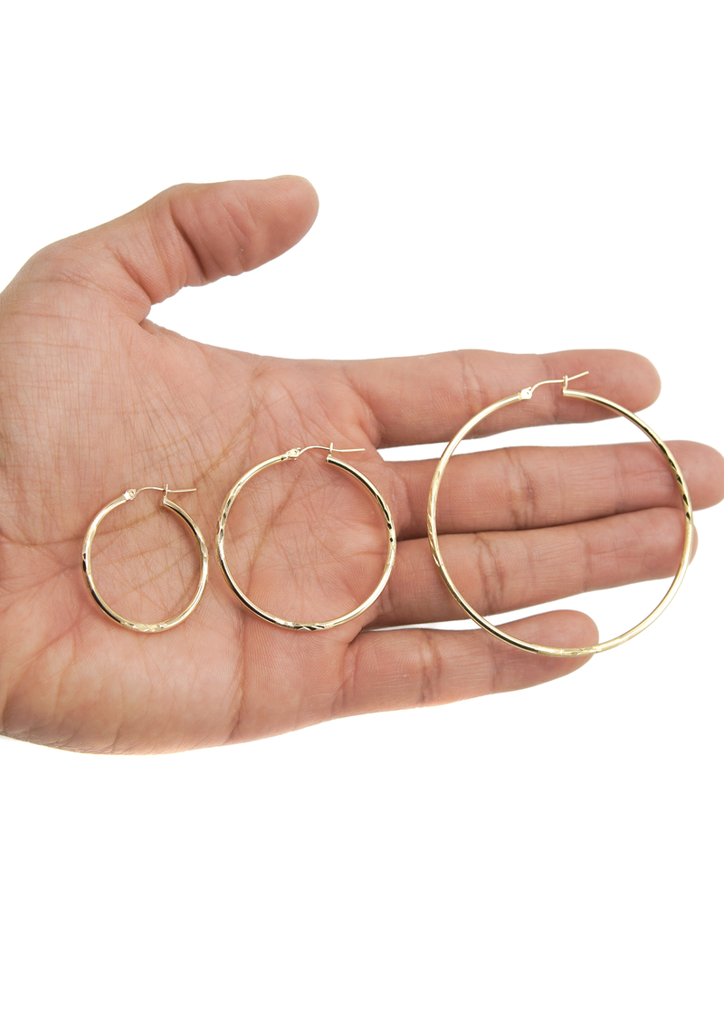 10K Womens Gold Hoop Earrings | Customizable Size